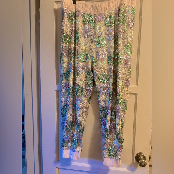 Anthropologie Fernanda Sequin Joggers pants Sz 1x worn once sequin - Picture 3 of 7